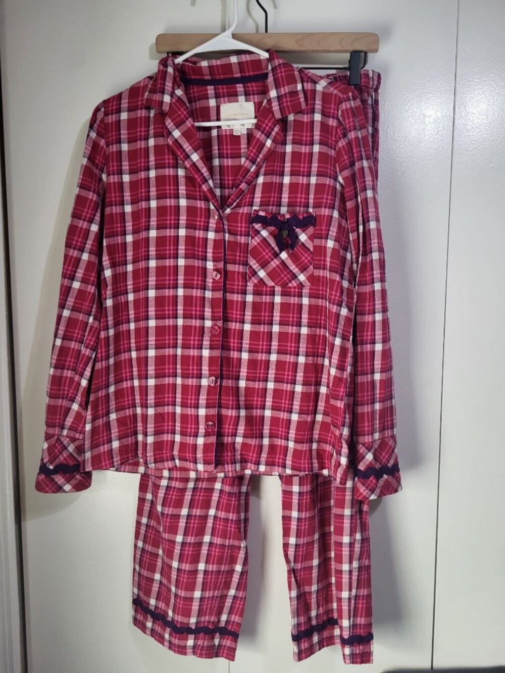 Victoria's Secret Womens S Two Piece Plaid Pajama Set Pink Purple y2k Lounge